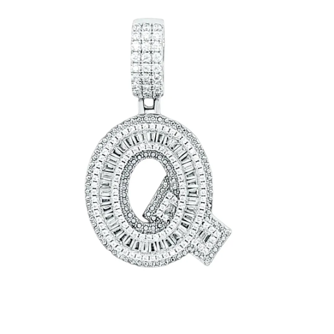 Alphabet Lab-Created Moissanite Sterling Silver Charm Pendant - M419389
