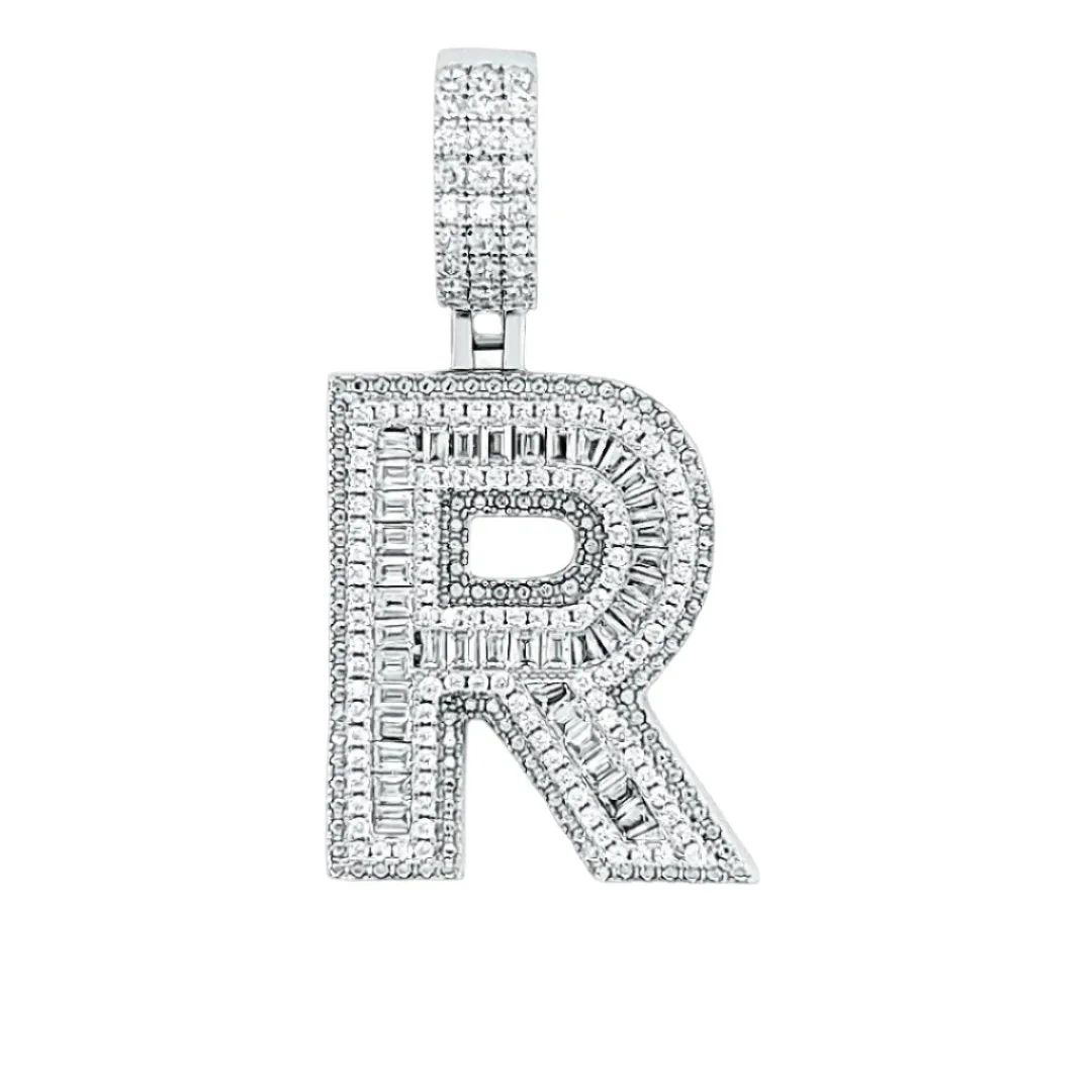 Alphabet Lab-Created Moissanite Sterling Silver Charm Pendant - M419389