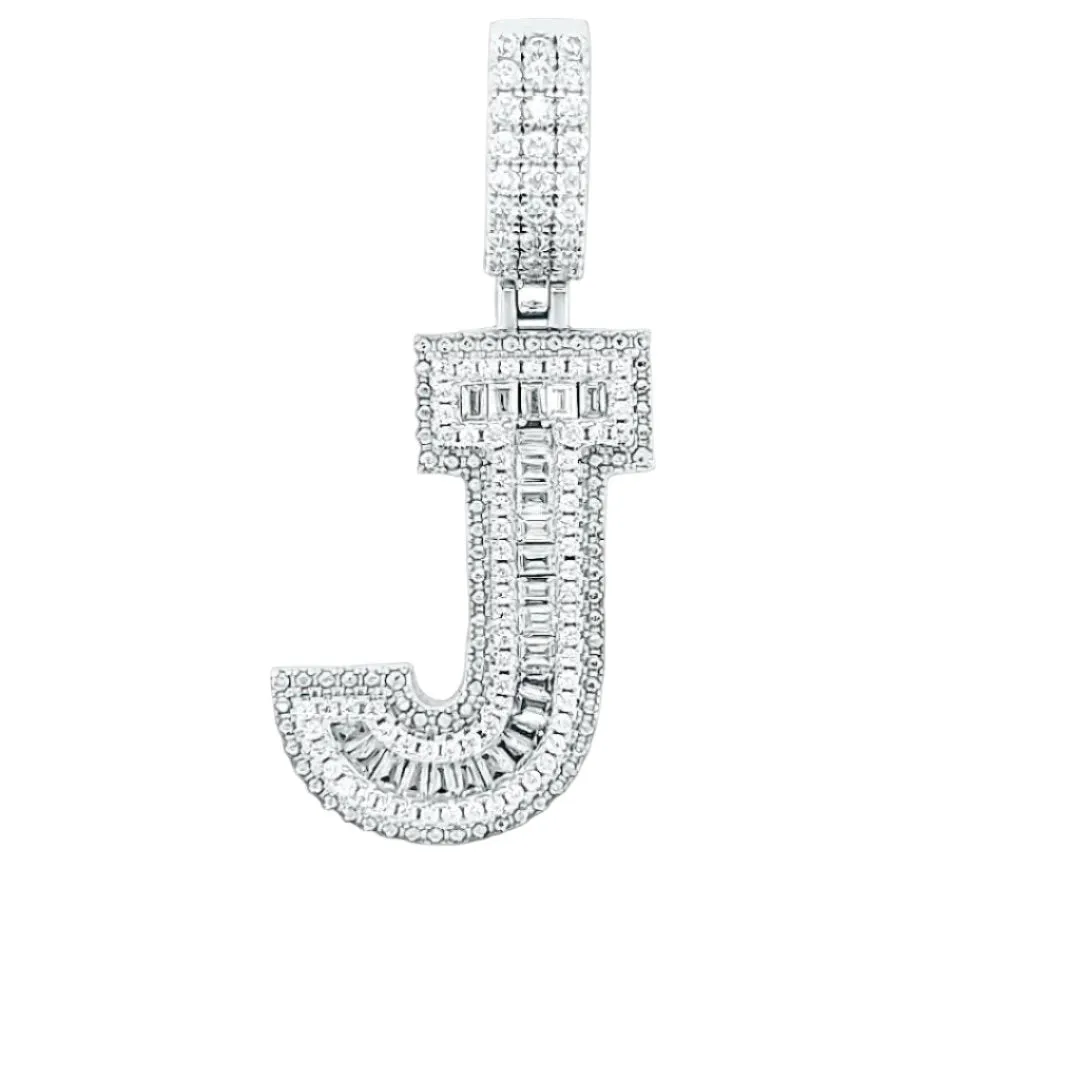 Alphabet Lab-Created Moissanite Sterling Silver Charm Pendant - M419389
