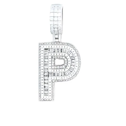Alphabet Lab-Created Moissanite Sterling Silver Charm Pendant - M419389