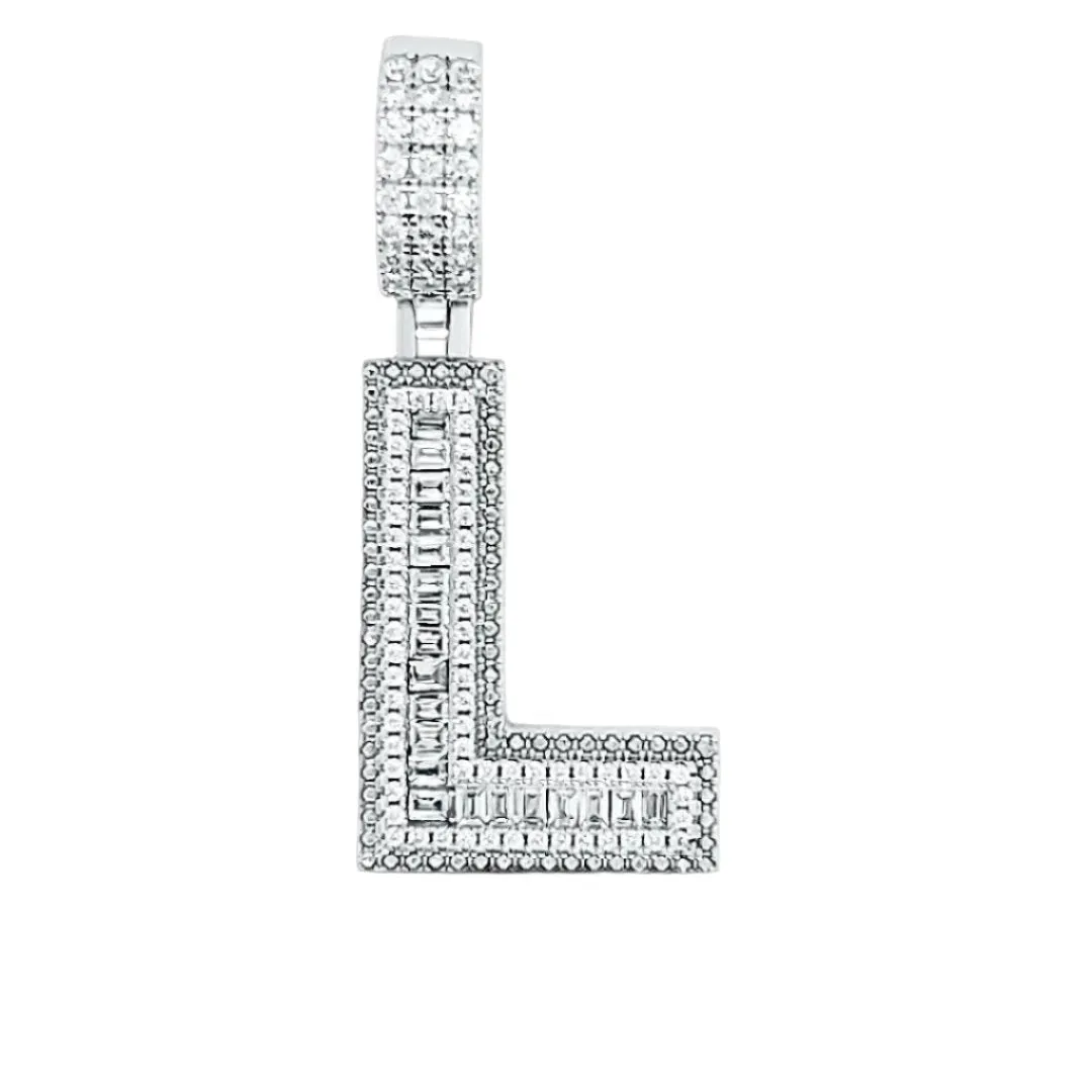 Alphabet Lab-Created Moissanite Sterling Silver Charm Pendant - M419389