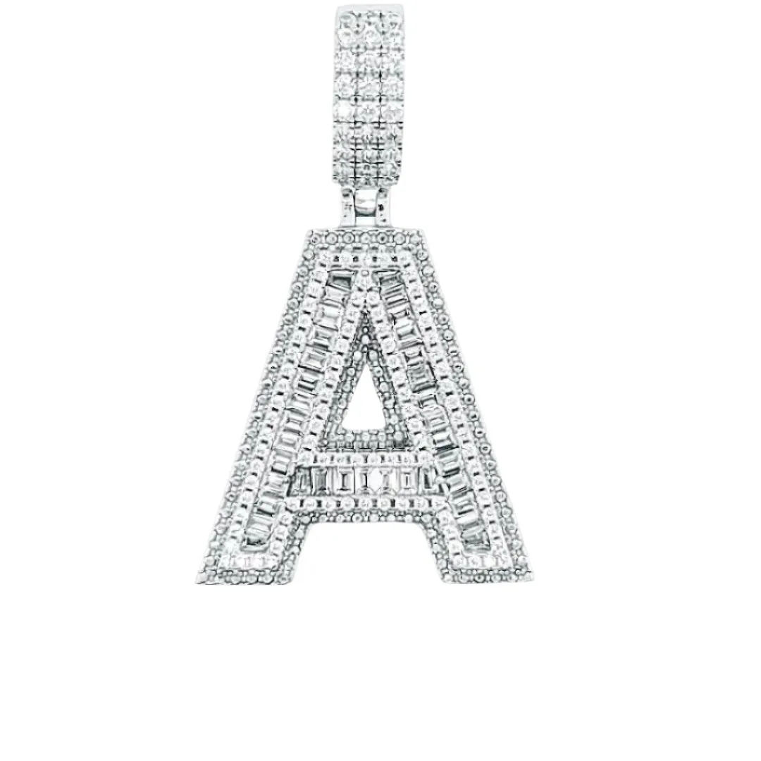 Alphabet Lab-Created Moissanite Sterling Silver Charm Pendant - M419389