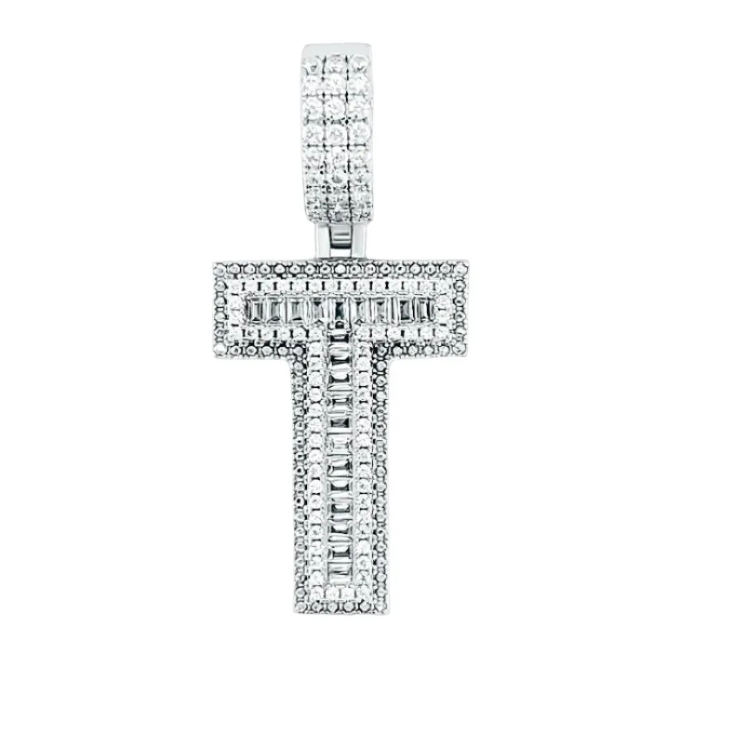 Alphabet Lab-Created Moissanite Sterling Silver Charm Pendant - M419389