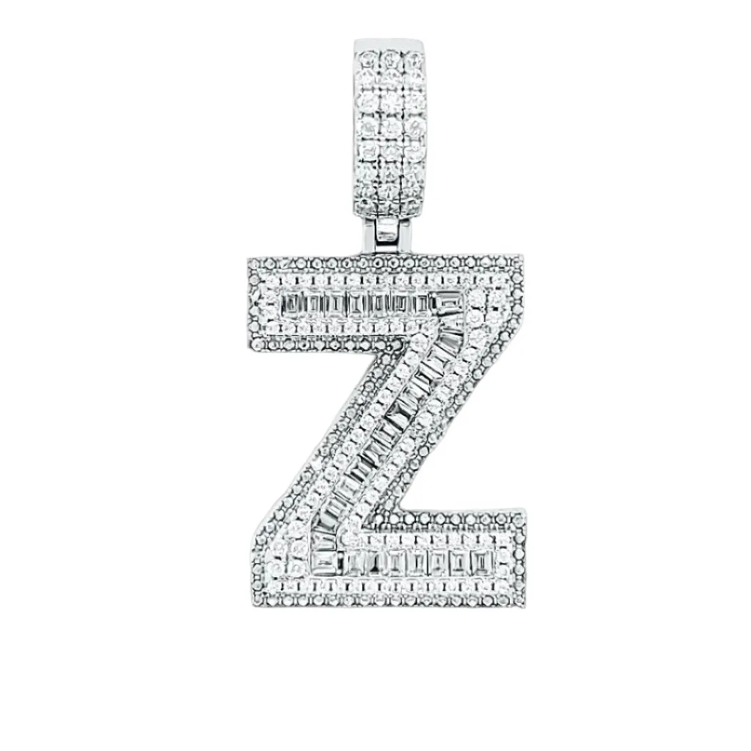 Alphabet Lab-Created Moissanite Sterling Silver Charm Pendant - M419389