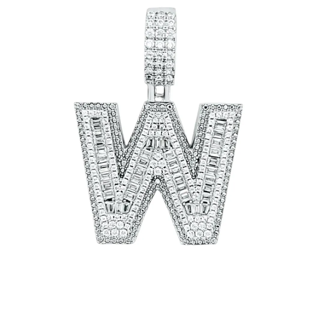 Alphabet Lab-Created Moissanite Sterling Silver Charm Pendant - M419389