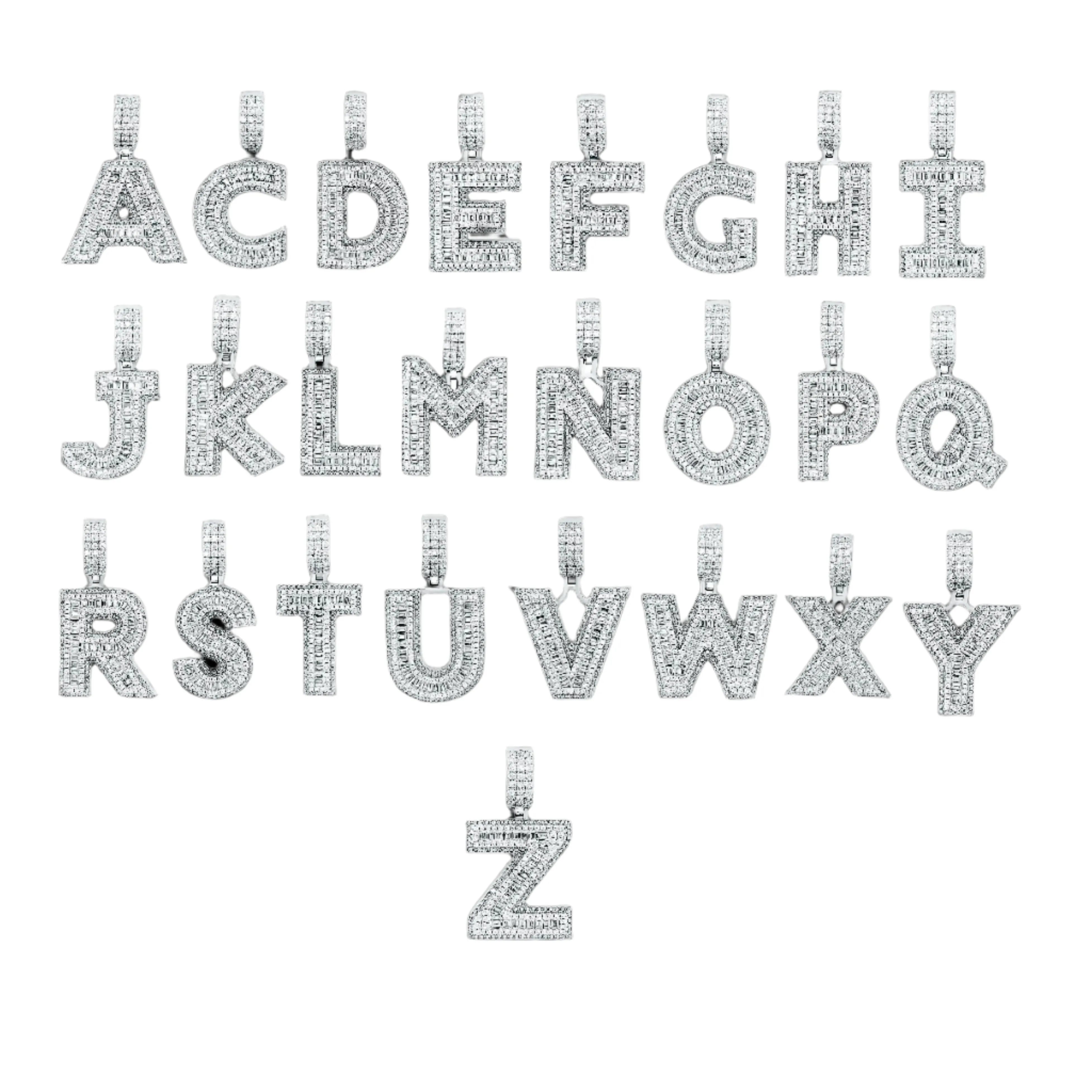Alphabet Lab-Created Moissanite Sterling Silver Charm Pendant - M419389