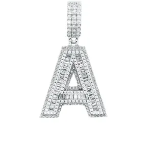 Alphabet Lab-Created Moissanite Sterling Silver Charm Pendant - M419389