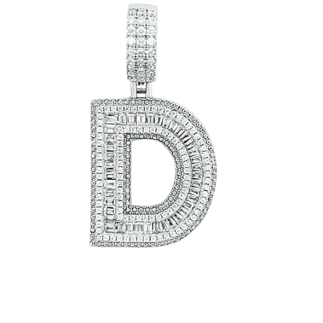 Alphabet Lab-Created Moissanite Sterling Silver Charm Pendant - M419389