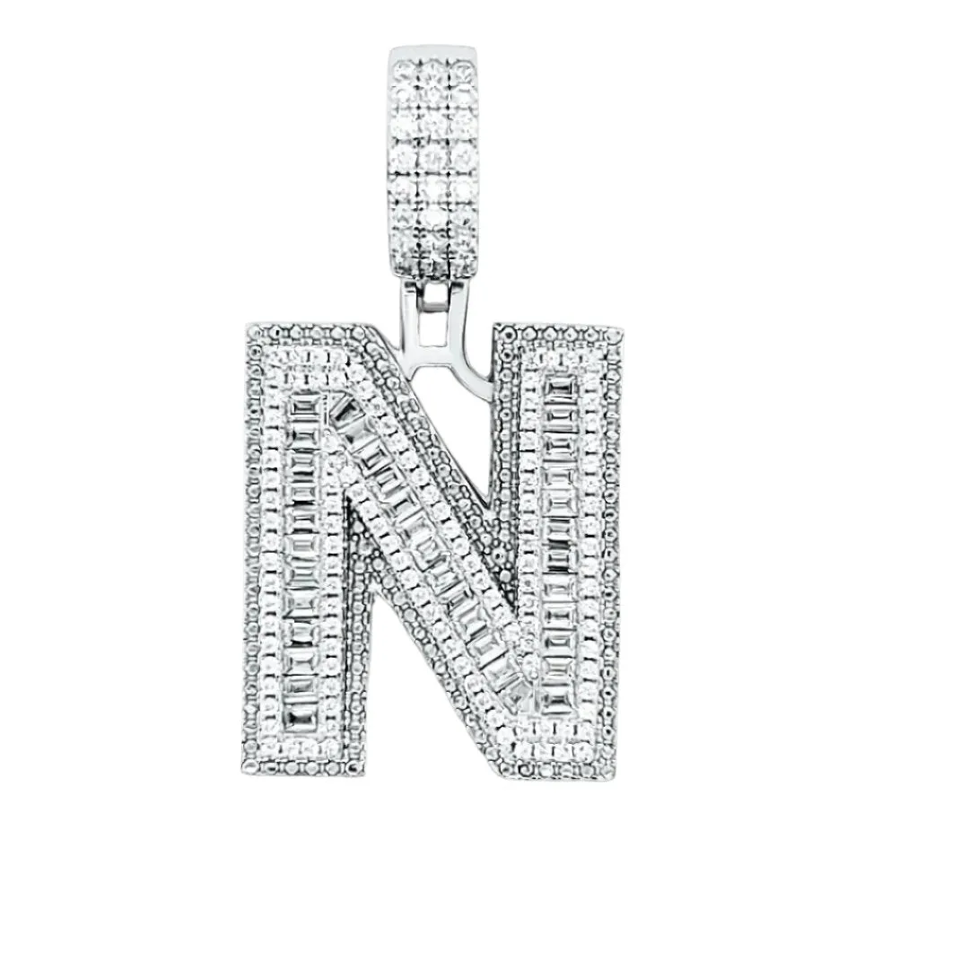 Alphabet Lab-Created Moissanite Sterling Silver Charm Pendant - M419389
