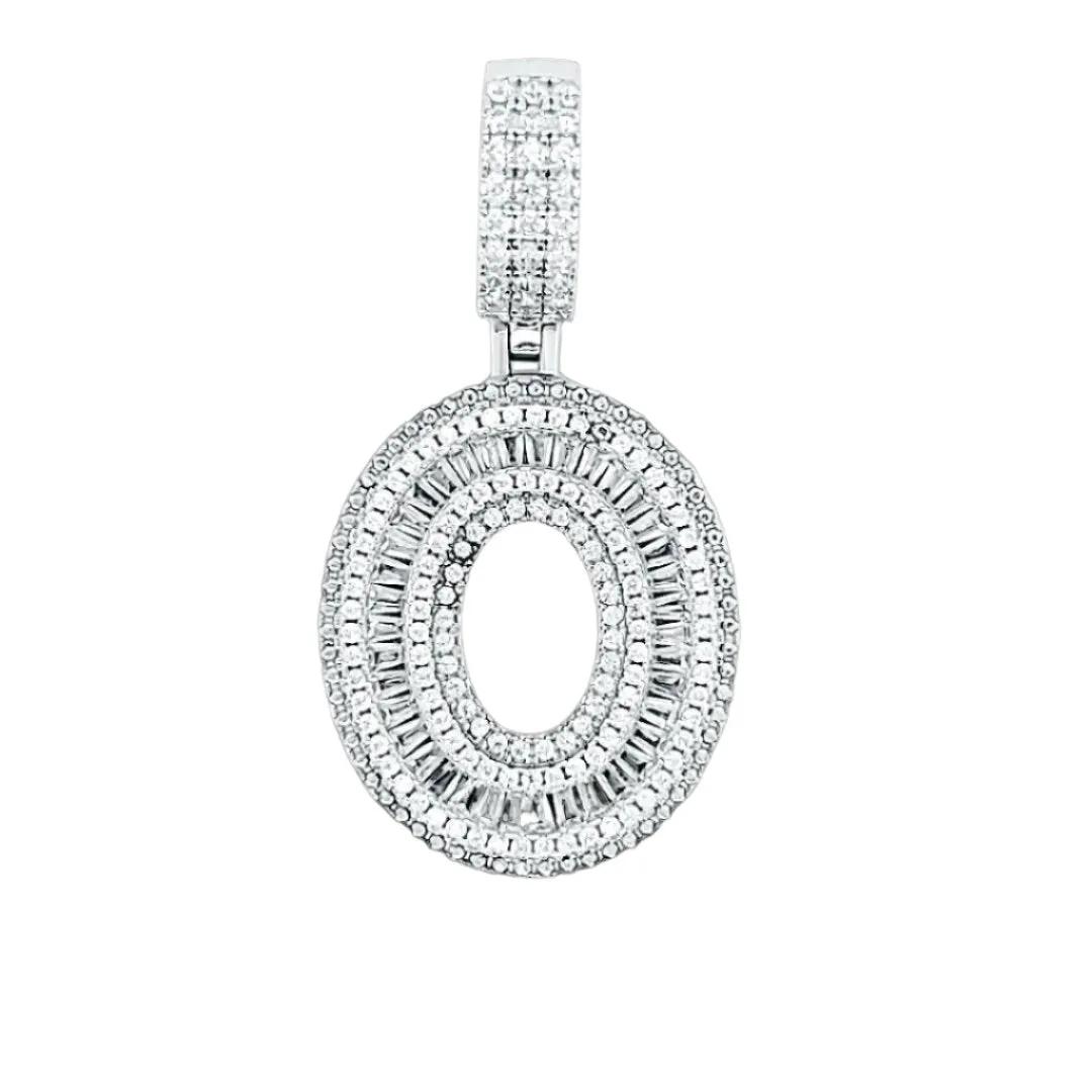 Alphabet Lab-Created Moissanite Sterling Silver Charm Pendant - M419389