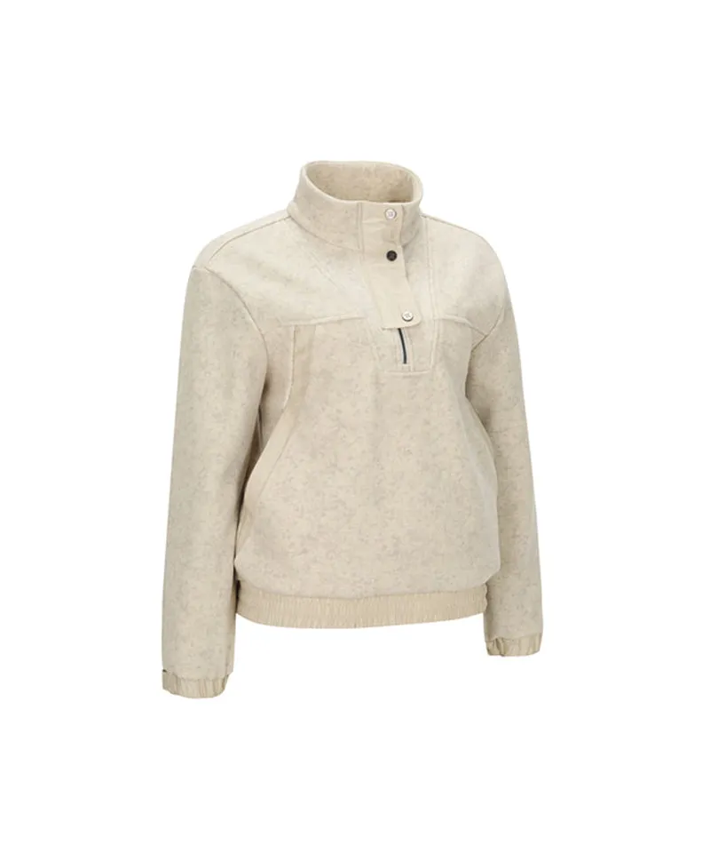 ANEW Golf Women Half Zip-Up  Long sleeve T Shirt - Light Beige