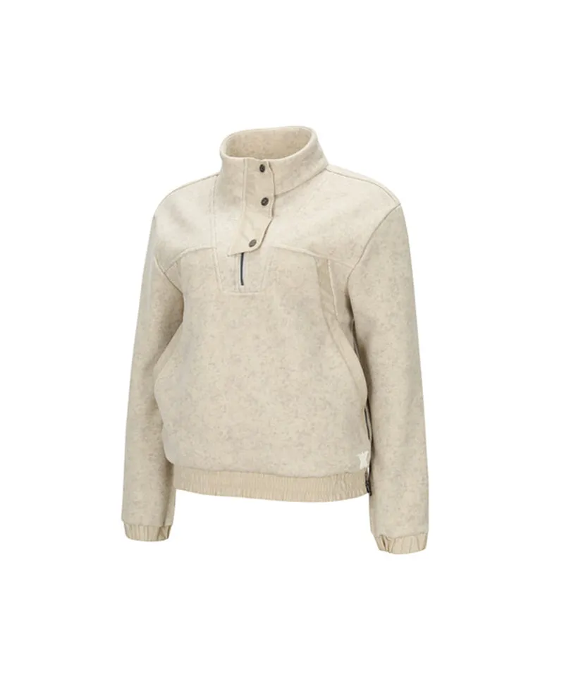 ANEW Golf Women Half Zip-Up  Long sleeve T Shirt - Light Beige