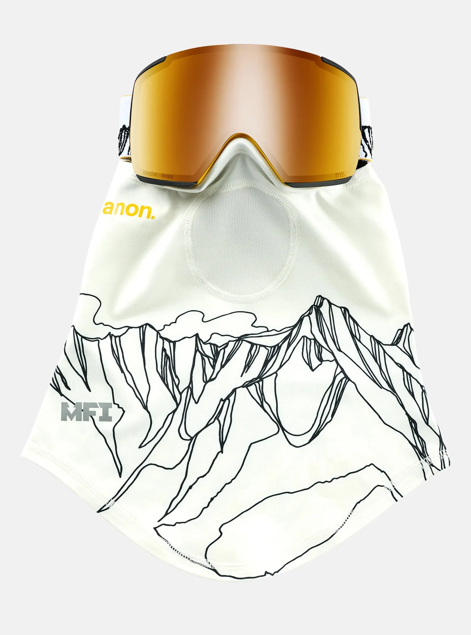 Anon M5 Goggles & MFI Face Mask & Spare Lens Low Bridge Fit Jumbo / Perceive Sunny Bronze Lens