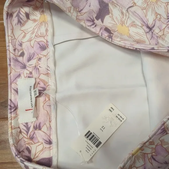 Anthropologie Skye Peach Ruffled Floral Skirt Women's Size 12 NWT Asymmetrical