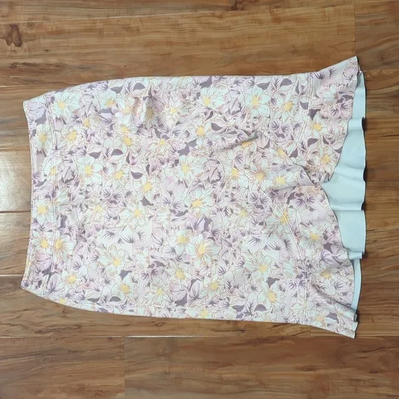 Anthropologie Skye Peach Ruffled Floral Skirt Women's Size 12 NWT Asymmetrical