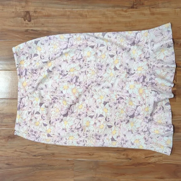 Anthropologie Skye Peach Ruffled Floral Skirt Women's Size 12 NWT Asymmetrical