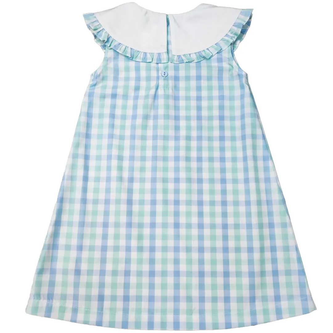 Aqua Plaid Girl's Dress