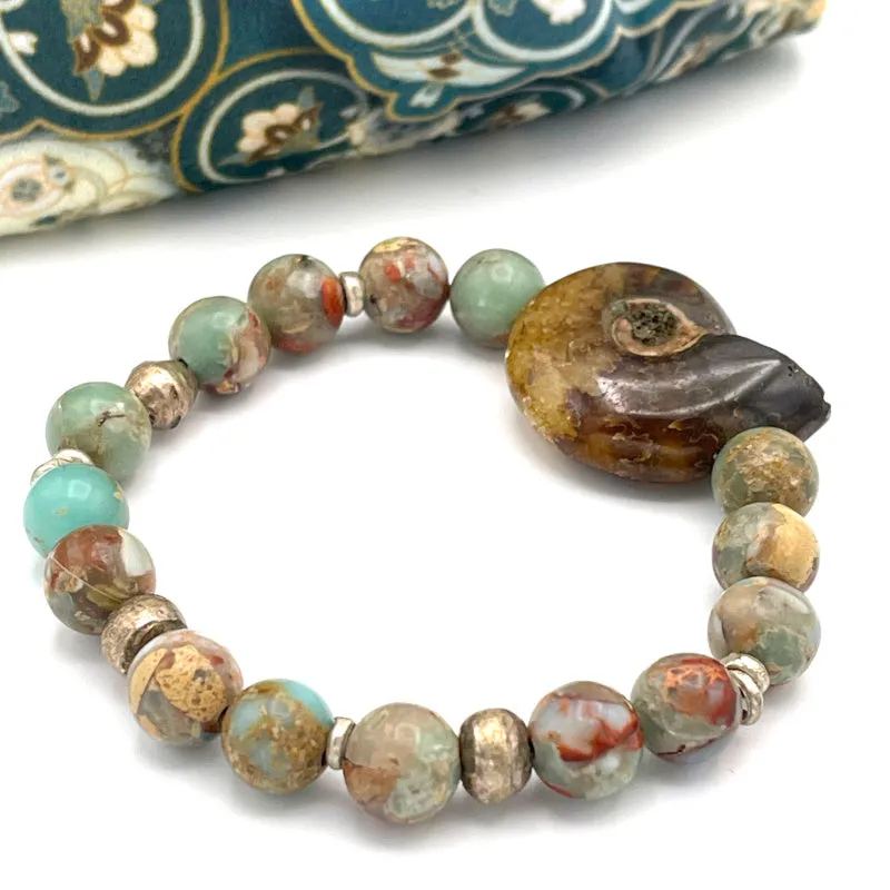 Aqua Terra Jasper Gemstone Stretch Bracelet SMALL