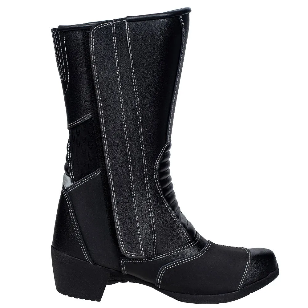 Arrow Women's Black Motorcycle Leather Boots
