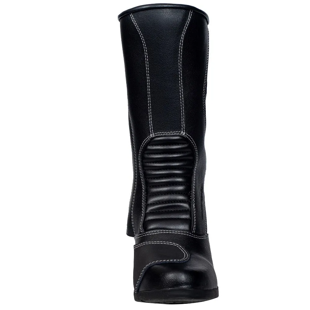 Arrow Women's Black Motorcycle Leather Boots