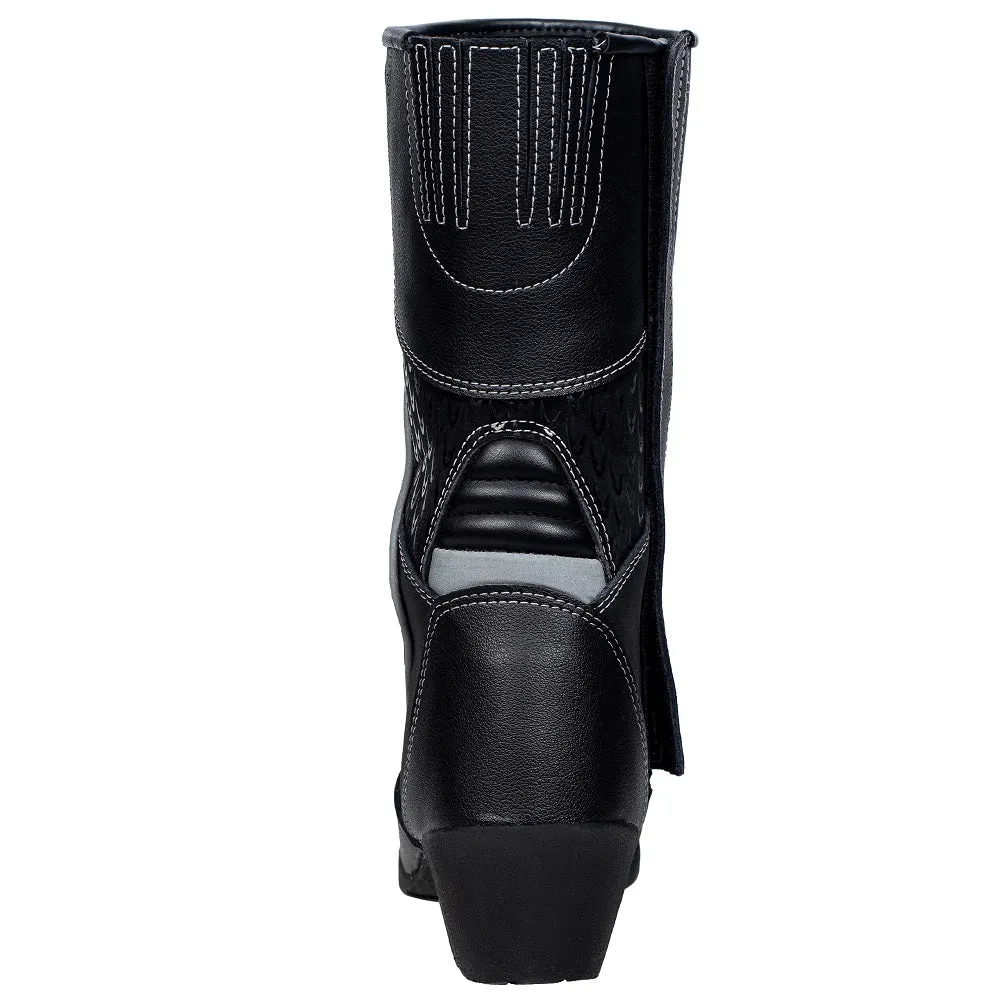 Arrow Women's Black Motorcycle Leather Boots