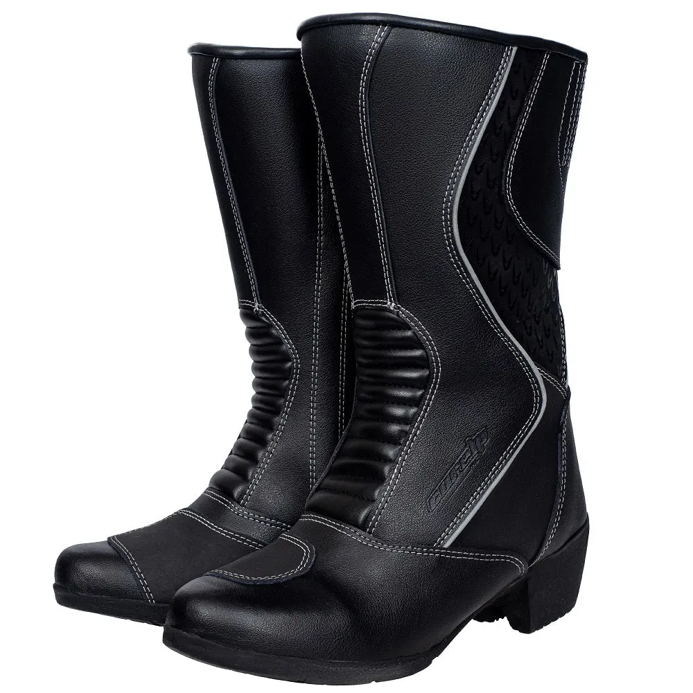 Arrow Women's Black Motorcycle Leather Boots