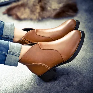 Autumn and Winter Pointed Boots with Thick Martin Boots Low Heel Women's Boots Set Feet Bare Boots
