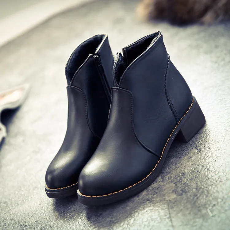 Autumn and Winter Pointed Boots with Thick Martin Boots Low Heel Women's Boots Set Feet Bare Boots