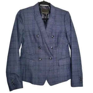 Banana Republic Women's 0 Double Breasted-Fit Plaid Blazer Academia Old Money