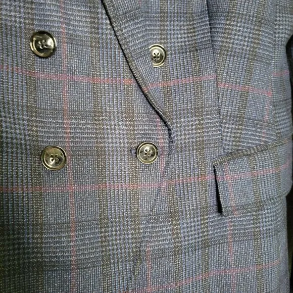 Banana Republic Women's 0 Double Breasted-Fit Plaid Blazer Academia Old Money