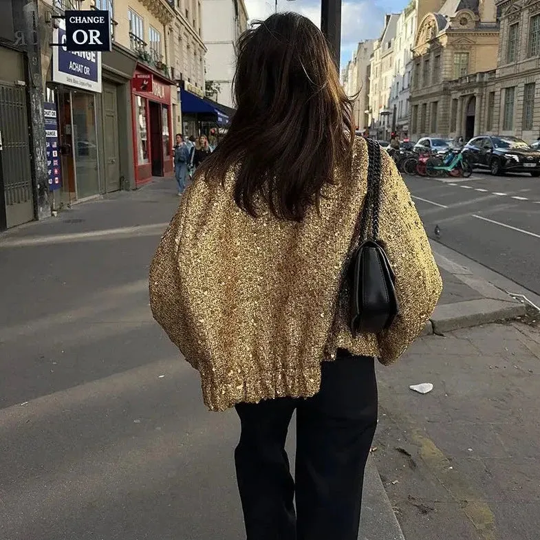 Be Extra! Sequin Shiny Chic Cropped Jacket