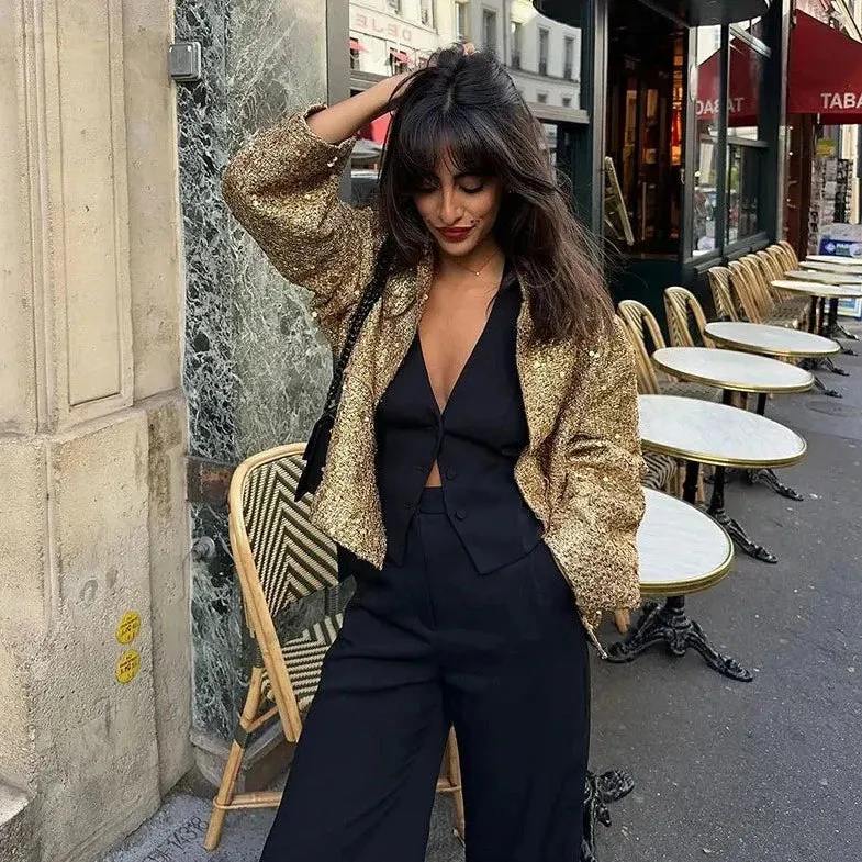 Be Extra! Sequin Shiny Chic Cropped Jacket