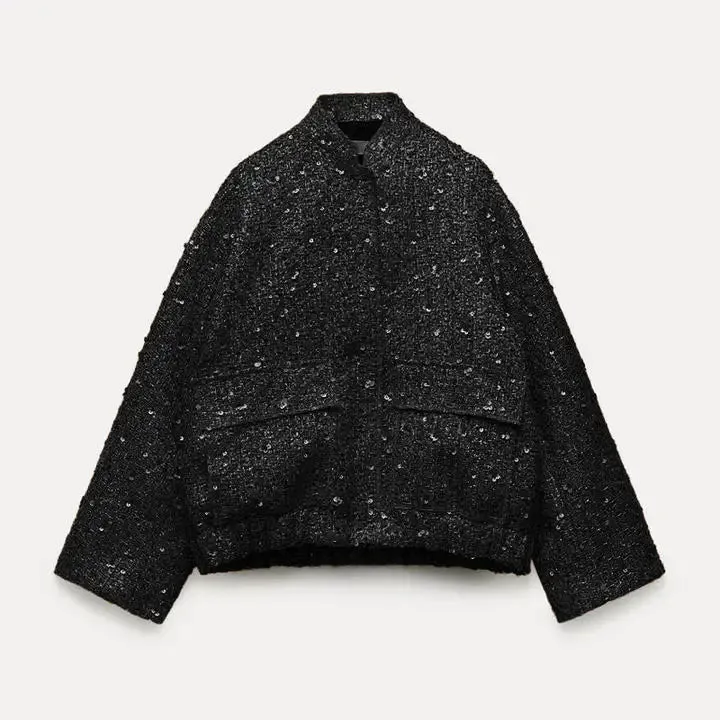 Be Extra! Sequin Shiny Chic Cropped Jacket