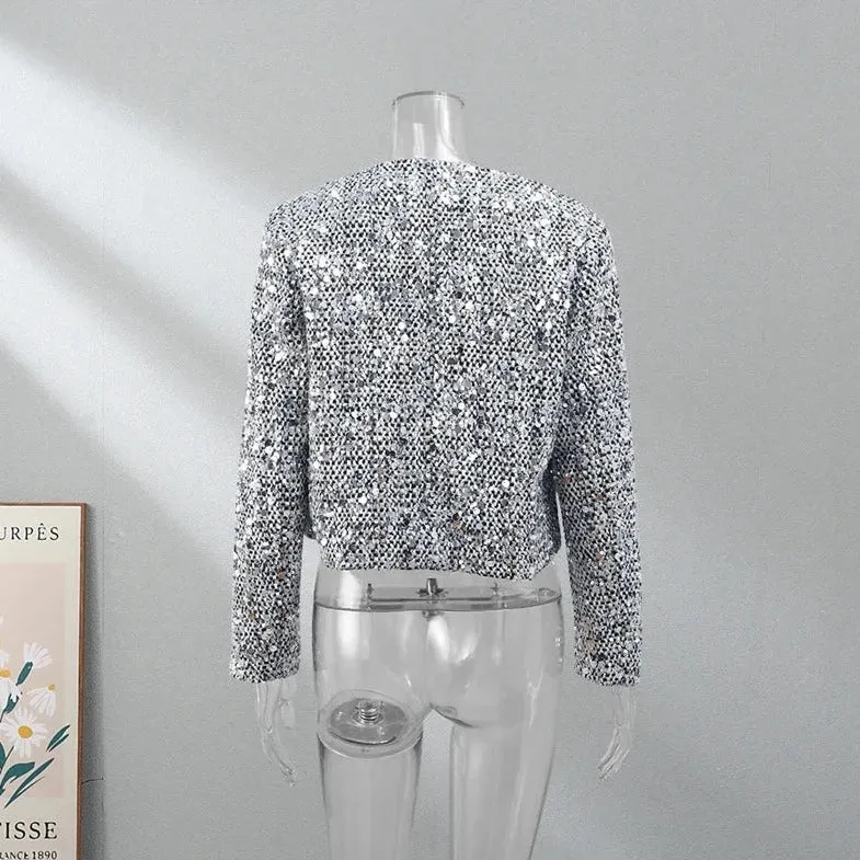 Be Extra! Sequin Shiny Chic Cropped Jacket