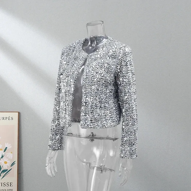 Be Extra! Sequin Shiny Chic Cropped Jacket