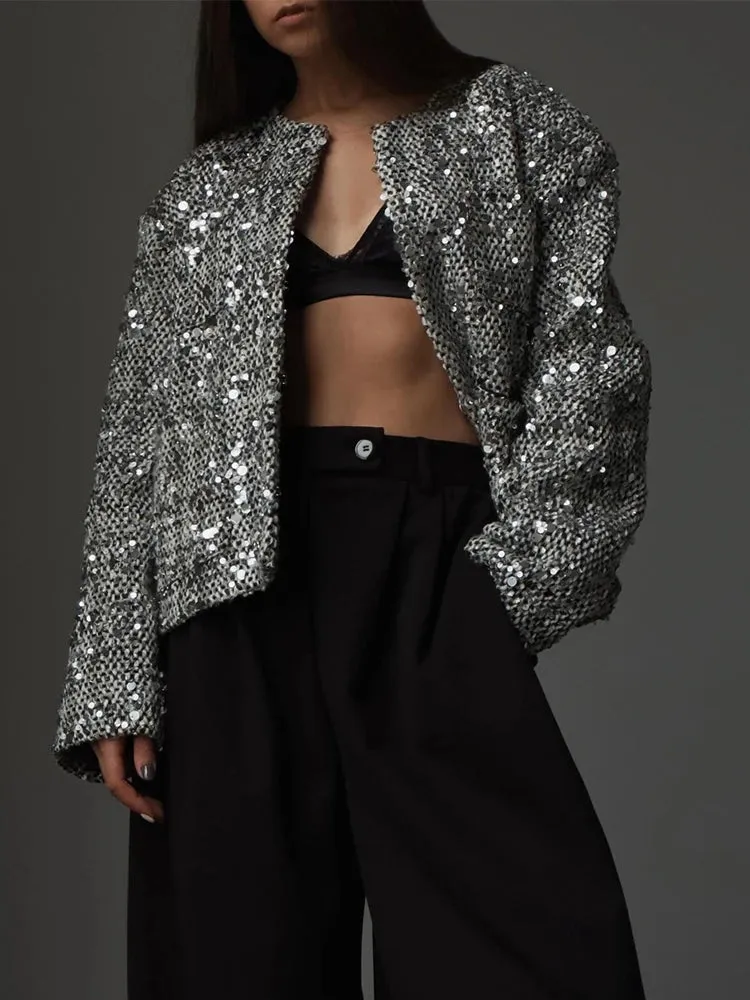 Be Extra! Sequin Shiny Chic Cropped Jacket
