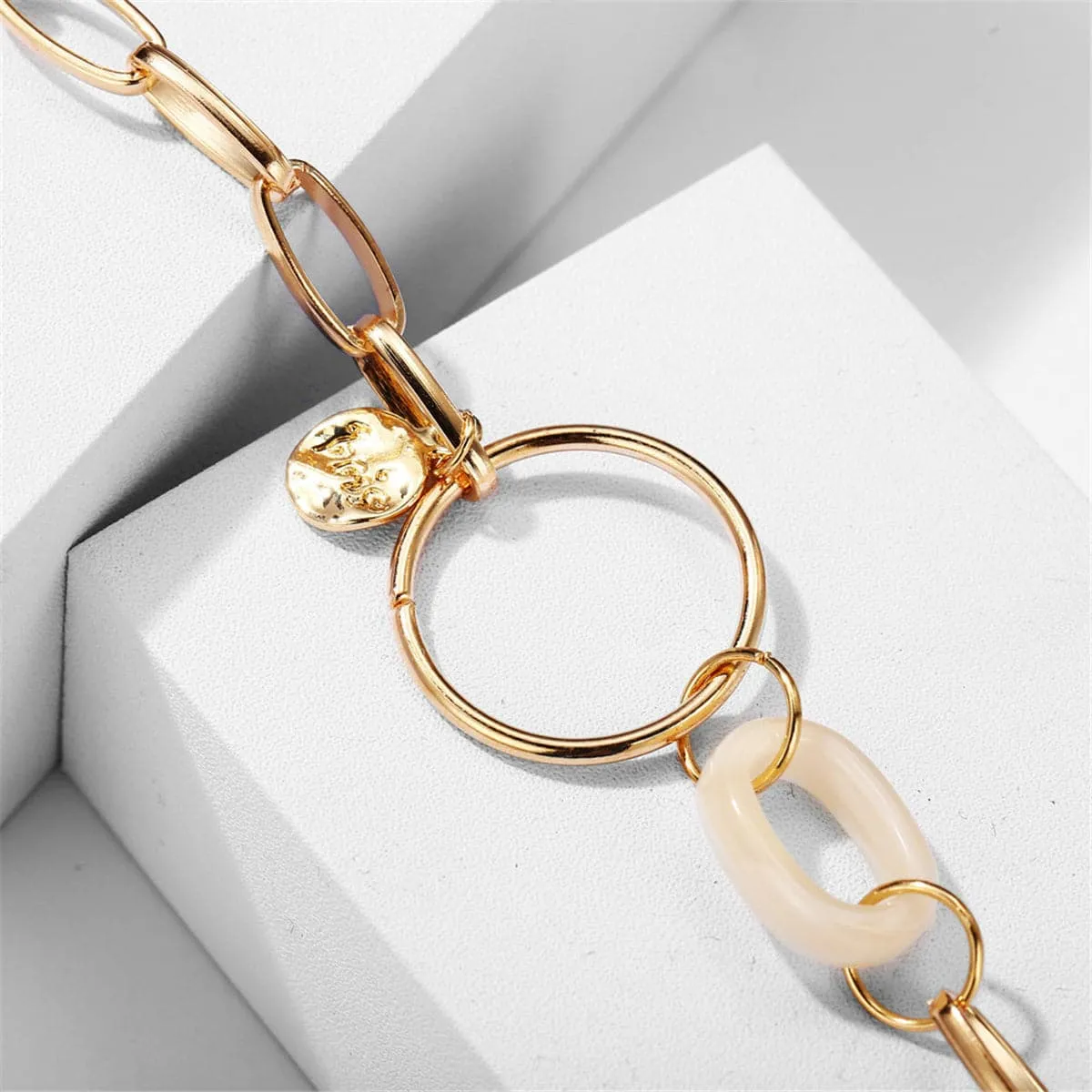 Beige Acrylic & 18K Gold-Plated Cable Chain Bracelet