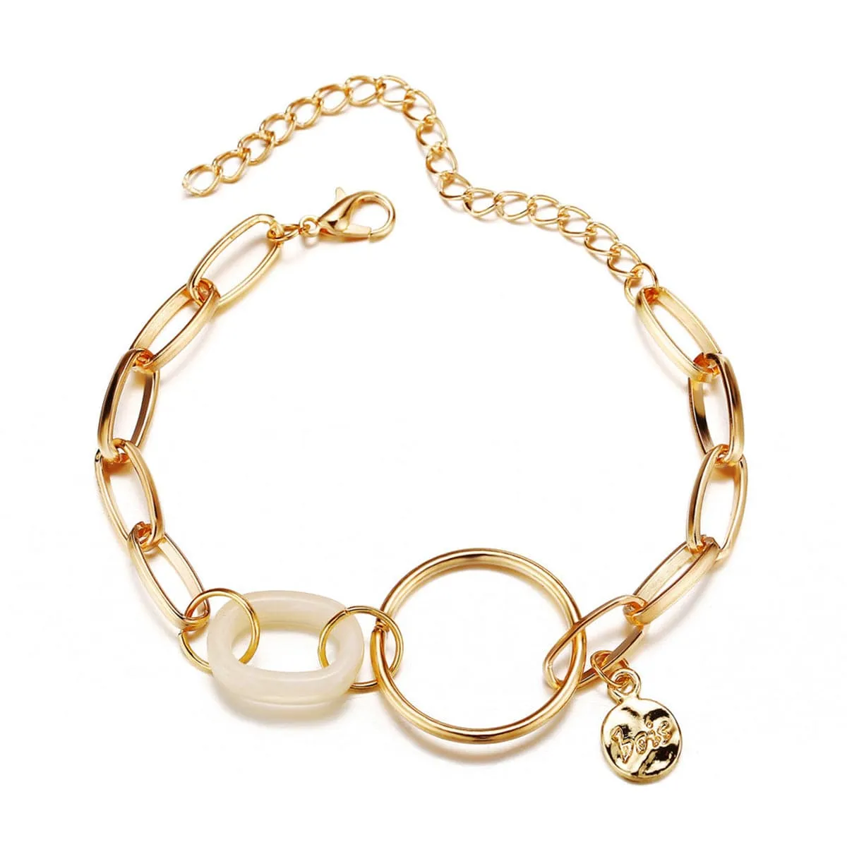 Beige Acrylic & 18K Gold-Plated Cable Chain Bracelet