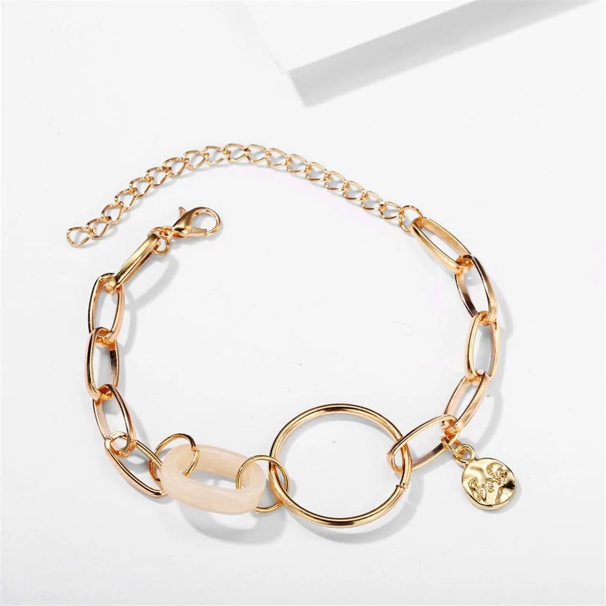 Beige Acrylic & 18K Gold-Plated Cable Chain Bracelet