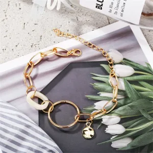 Beige Acrylic & 18K Gold-Plated Cable Chain Bracelet