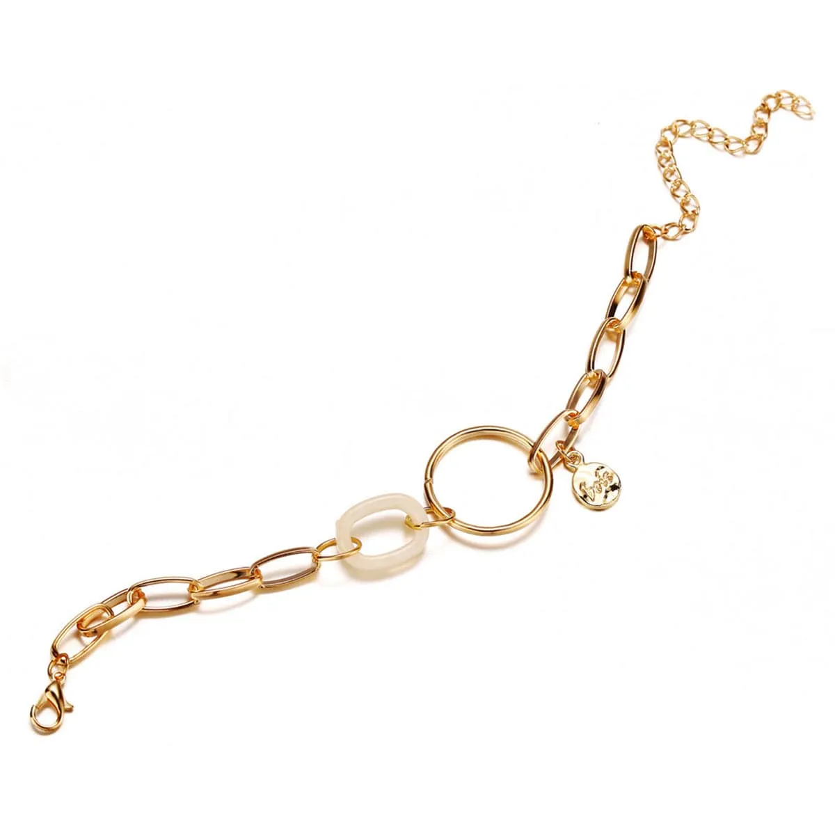 Beige Acrylic & 18K Gold-Plated Cable Chain Bracelet