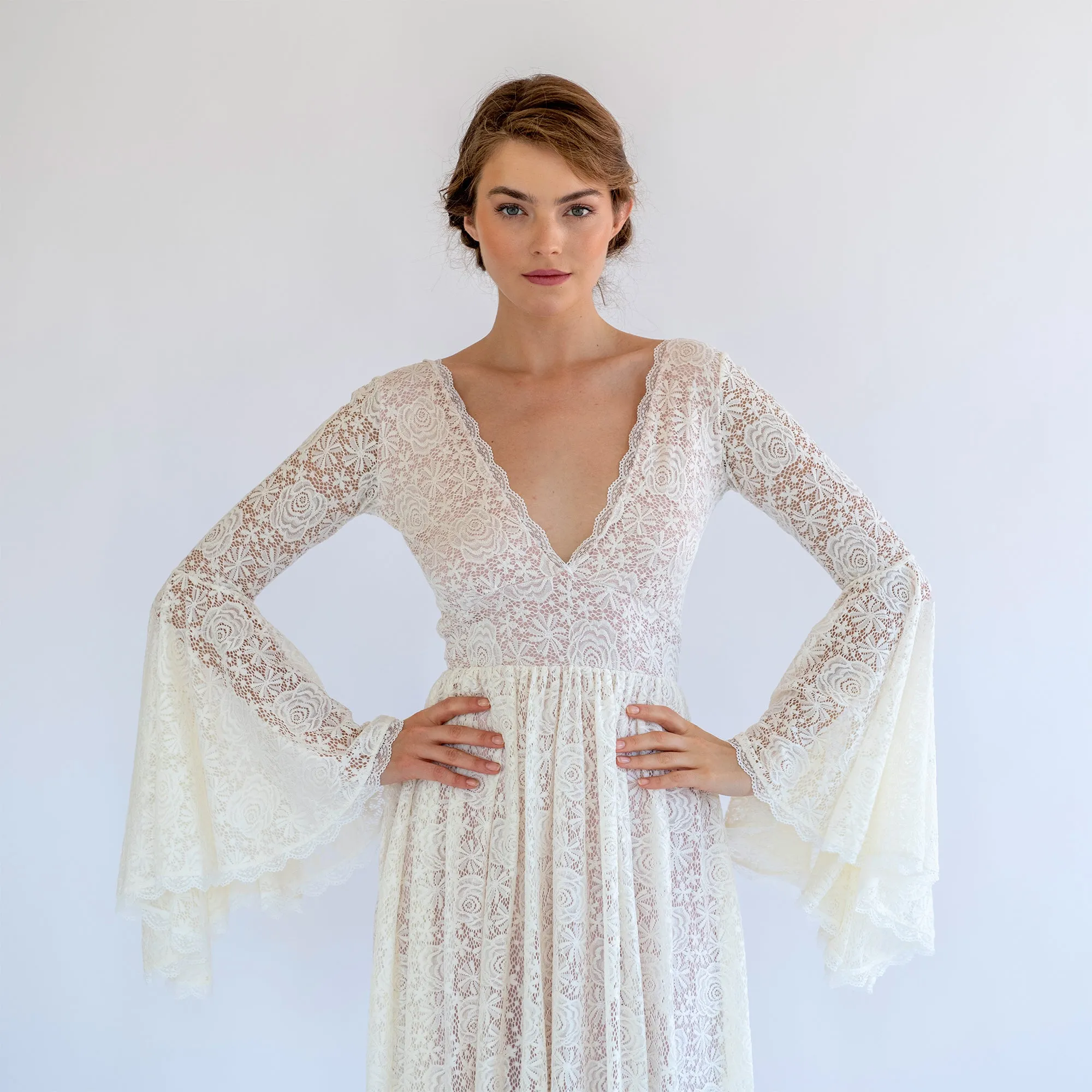 Bell Sleeve Wedding Dress #1508