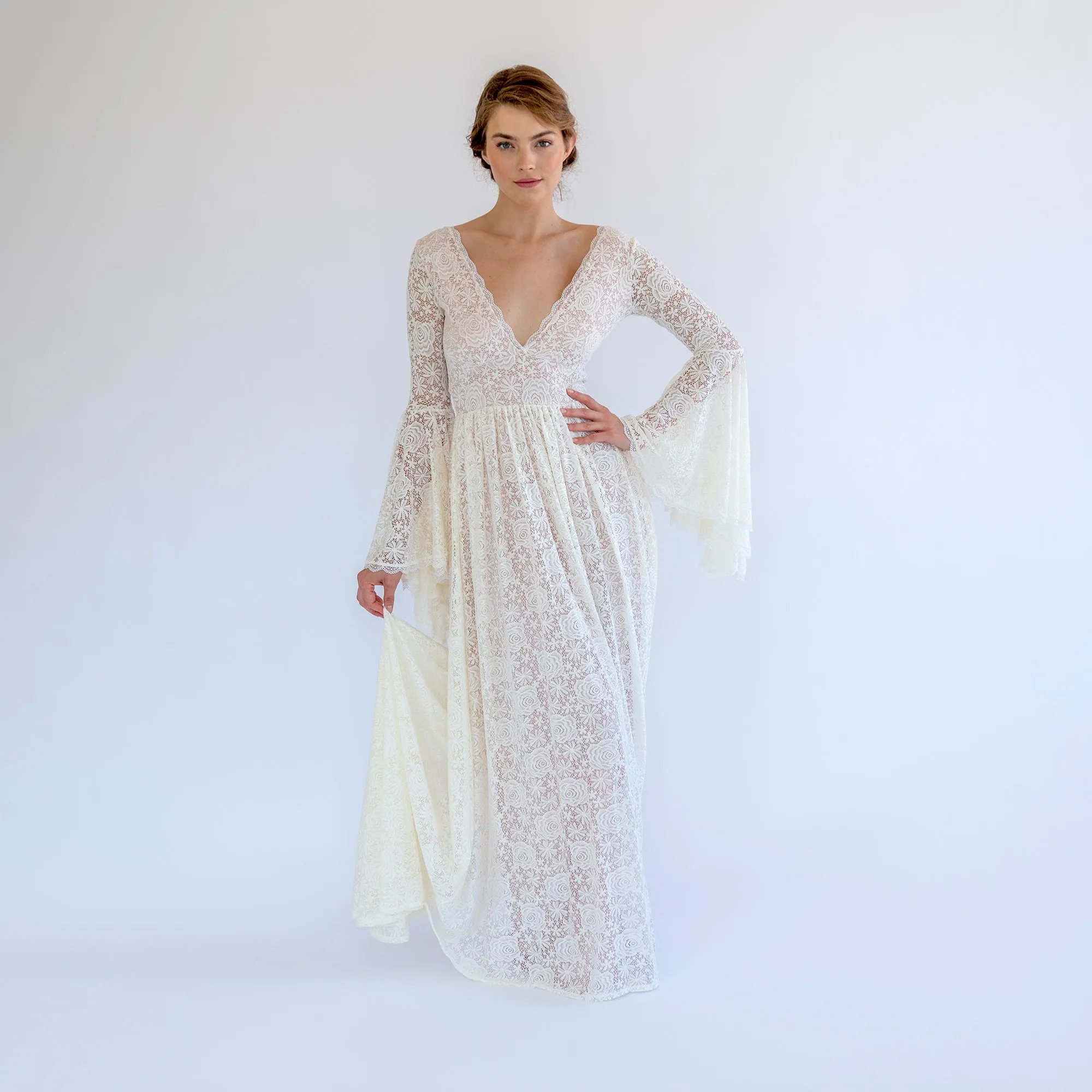 Bell Sleeve Wedding Dress #1508