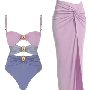 Bernadette® | Shiny Halter Button Swimwear