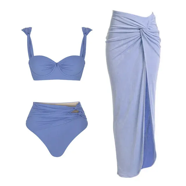 Bernadette® | Shiny Halter Button Swimwear