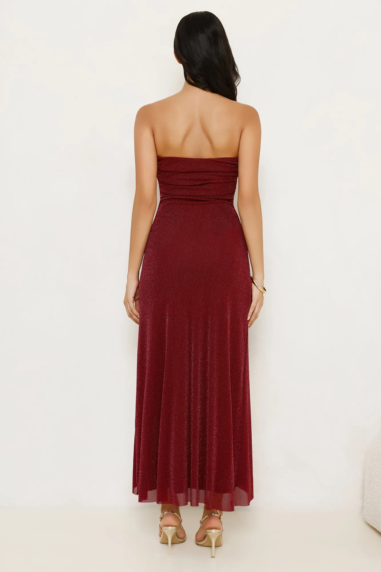 Berry Seduction Strapless Maxi Dress Burgundy