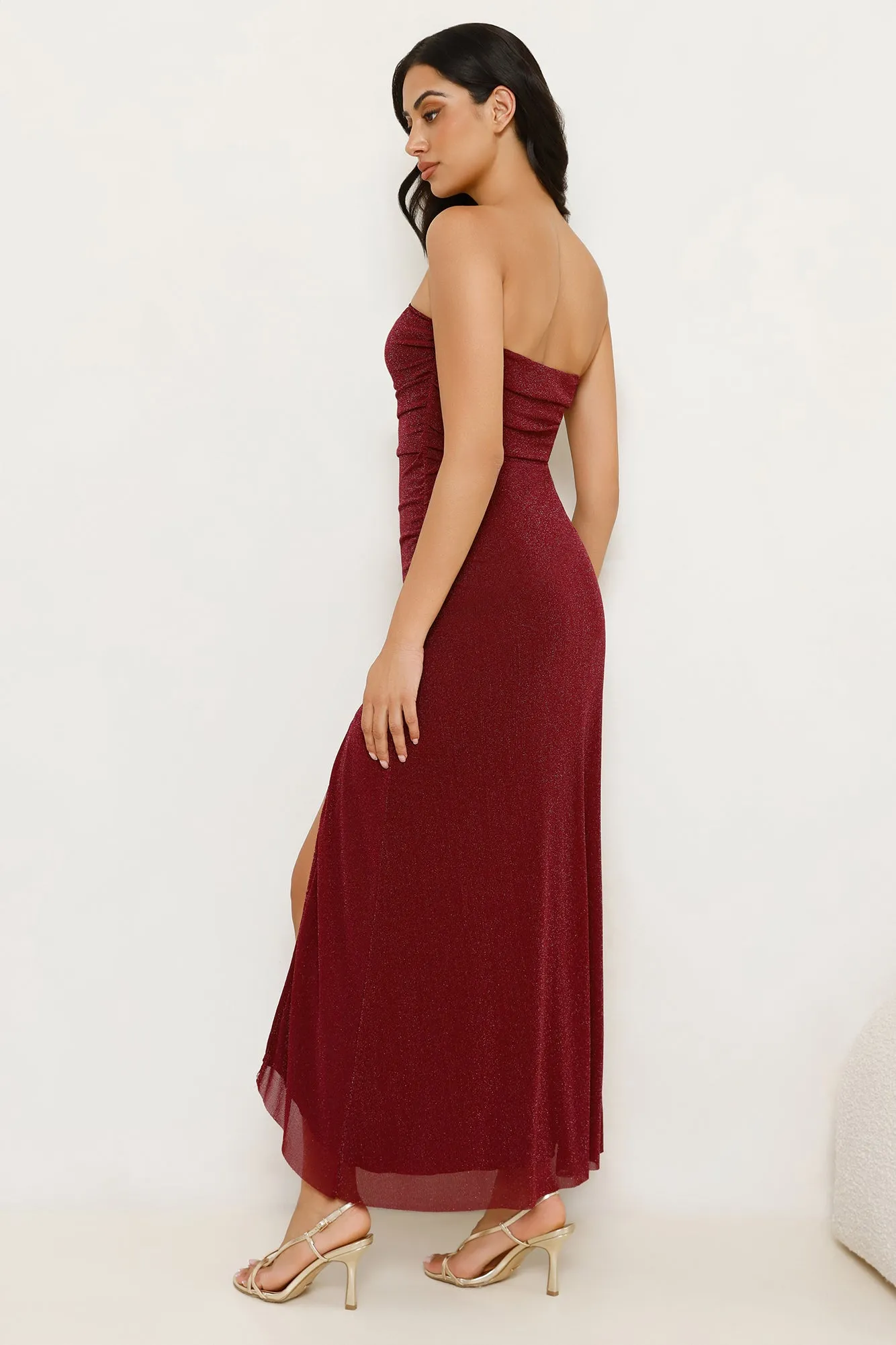 Berry Seduction Strapless Maxi Dress Burgundy