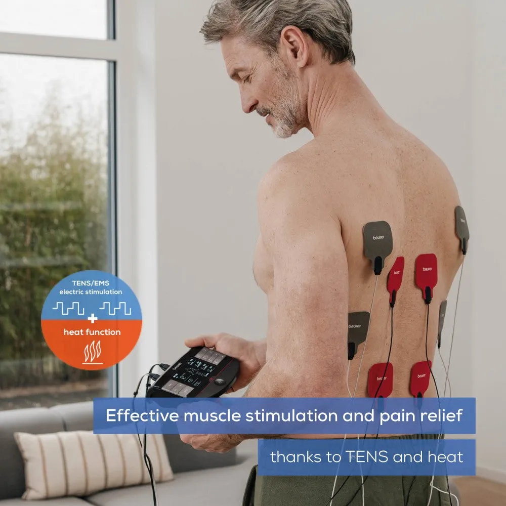 Beurer Germany TENS, EMS & Massage Device with Heat Option: 4-in-1 Digital EM 89