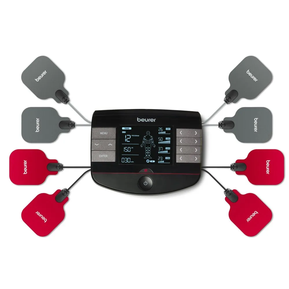 Beurer Germany TENS, EMS & Massage Device with Heat Option: 4-in-1 Digital EM 89