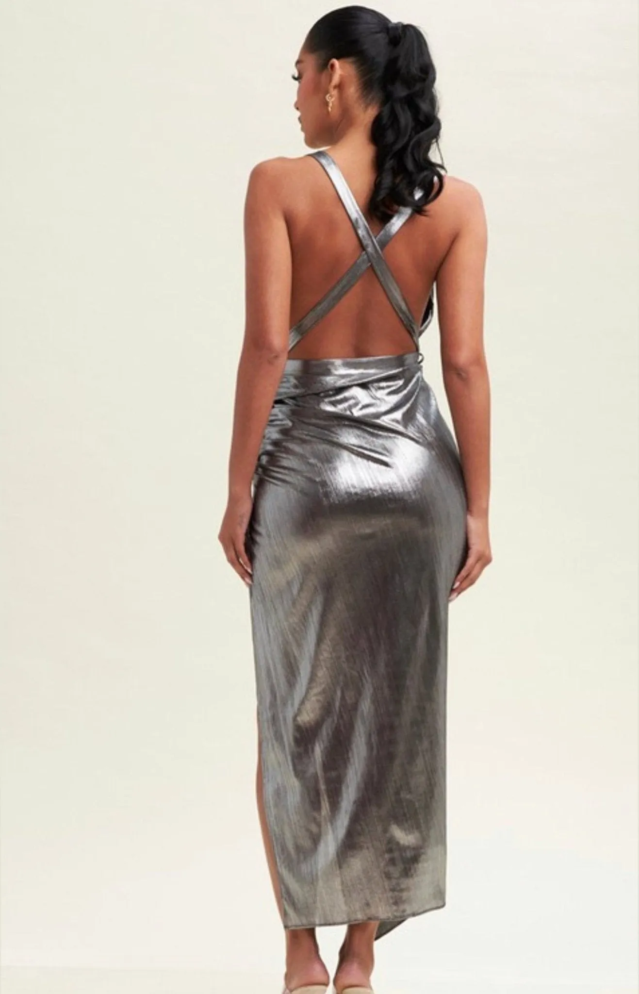 Beyoncé Silver Metallic Party Dress